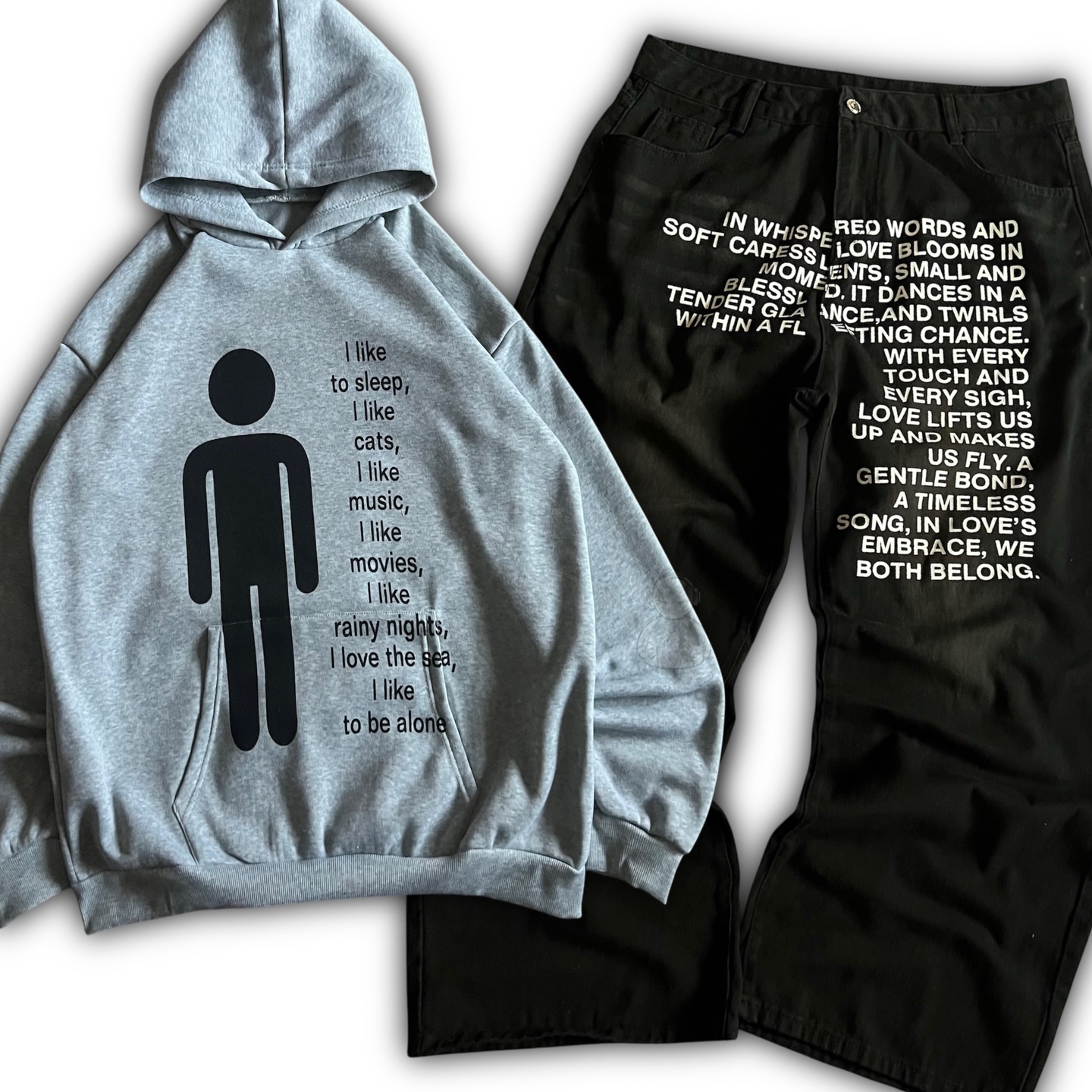 Men'S Fashion Hoodie - 아메리칸 패턴 레터 진 Y2K 남성