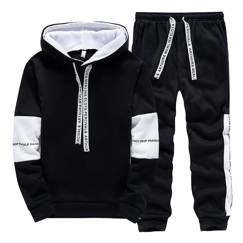 Men'S Fashion Hoodie - 블랙 화이트 남성 운동복 패션 캐주얼