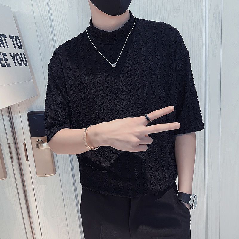 Men'S Fashion For Hot Weather - 남성용 하프 하이 칼라 반팔 아이스