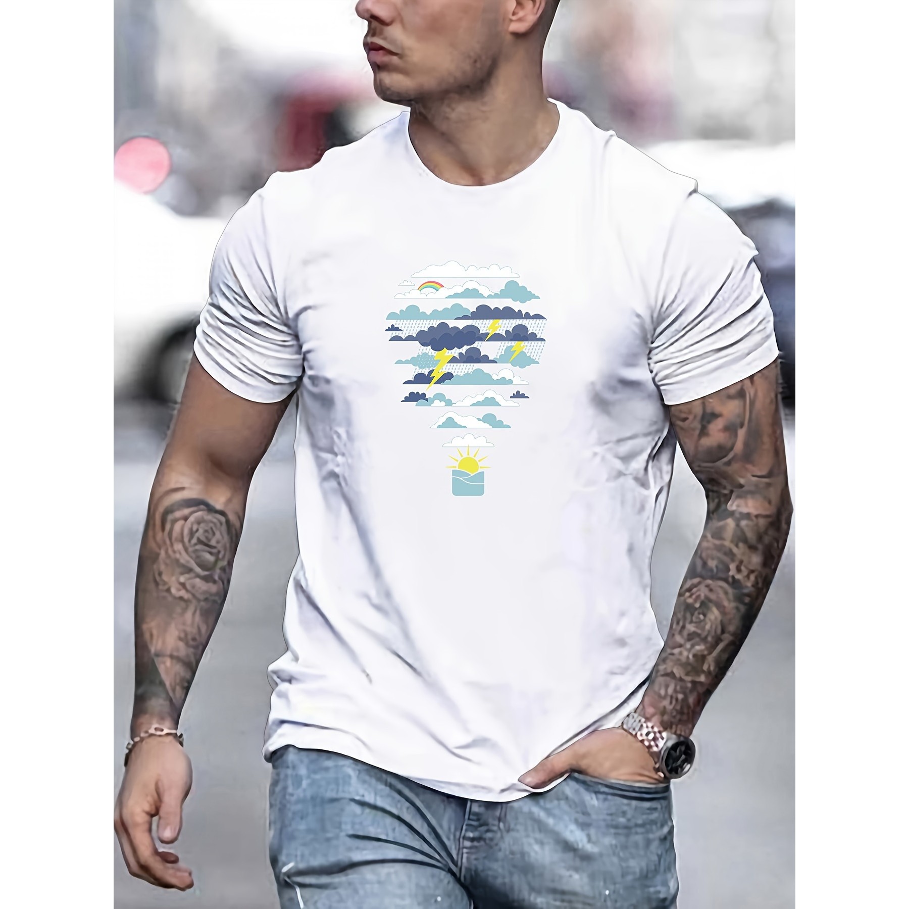 열기구 날씨 프린트 그래픽 티셔츠 남성용 반팔 여름 통 - Men'S Fashion For Hot Weather 리뷰 및 가격