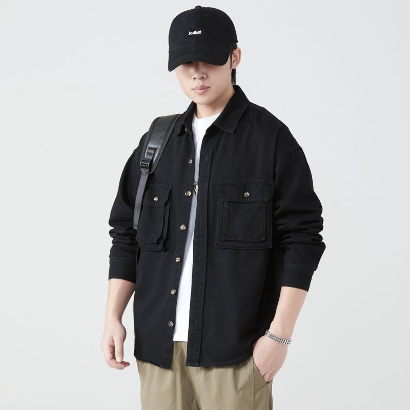 순수 코튼 툴링 셔츠 남성 봄 가을 streetwear - Men'S Fashion X 리뷰 및 가격