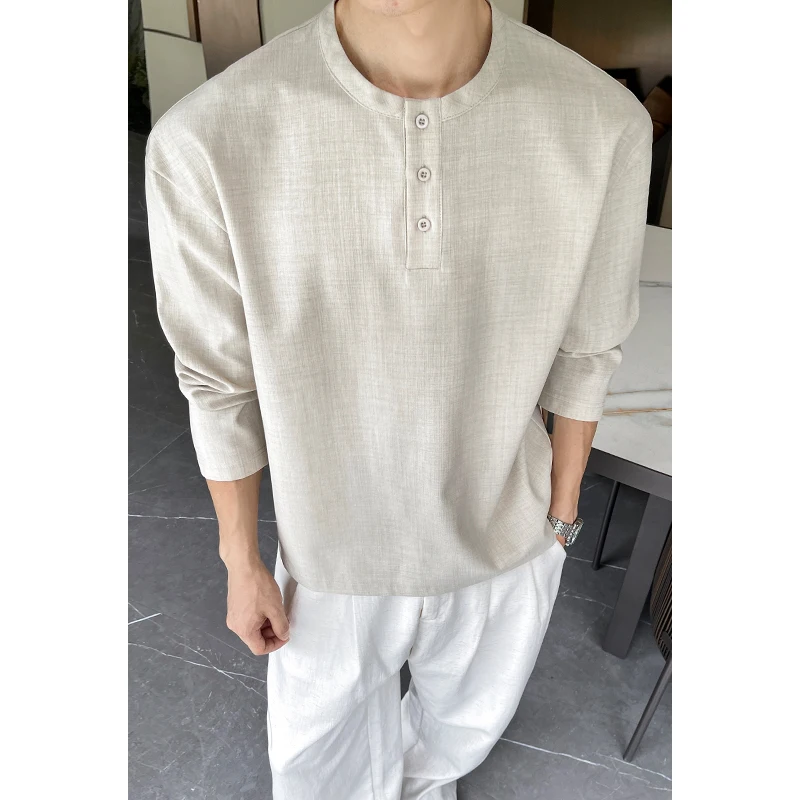 남성 캐주얼 인조 린넨 헨리 티셔츠 긴소매 3버튼 플래 - Mens Fashion Summer 리뷰 및 가격