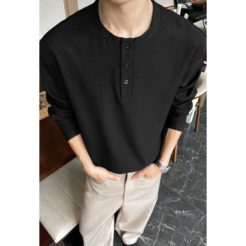 남성 캐주얼 인조 린넨 헨리 티셔츠 긴소매 3버튼 플래 - Mens Fashion Summer 리뷰 및 가격