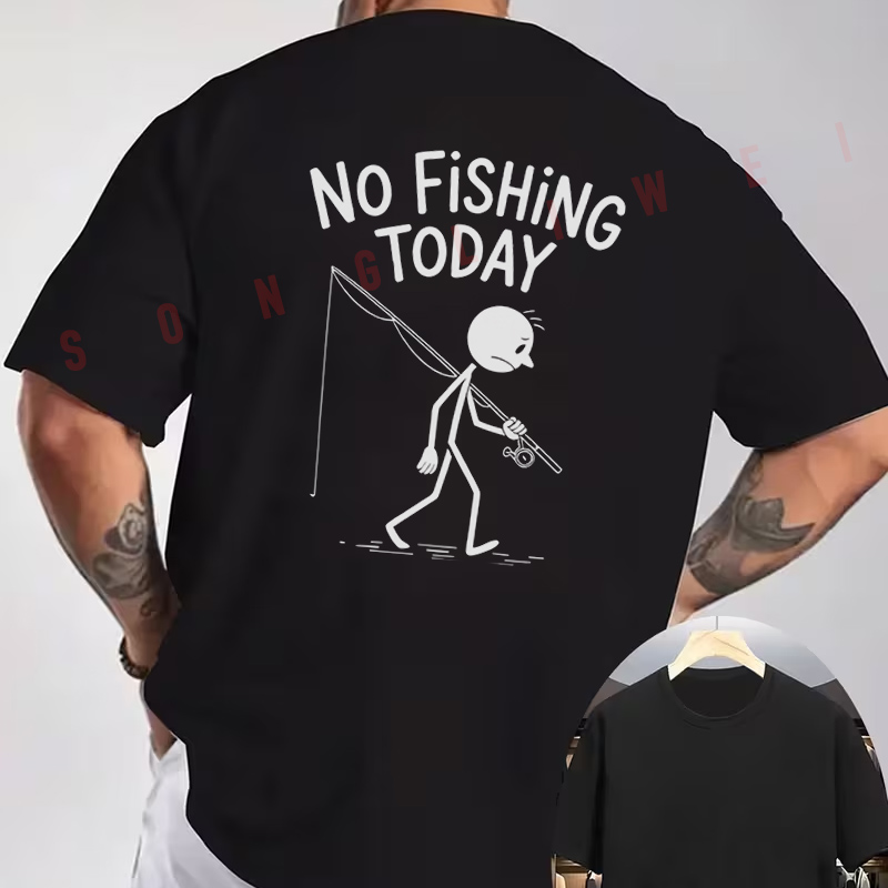 오늘 낚시는 금지 스틱맨 프린트 오토바이 티셔츠 백 프 - Men'S Fashion Today 리뷰 및 가격