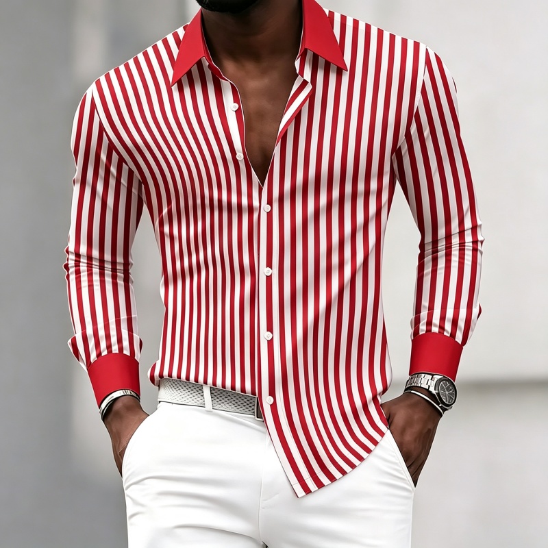 남성용 긴팔 칼라 셔츠, 흑백 세로 줄무늬, 대비되는  - Mens Fashion Summer 리뷰 및 가격
