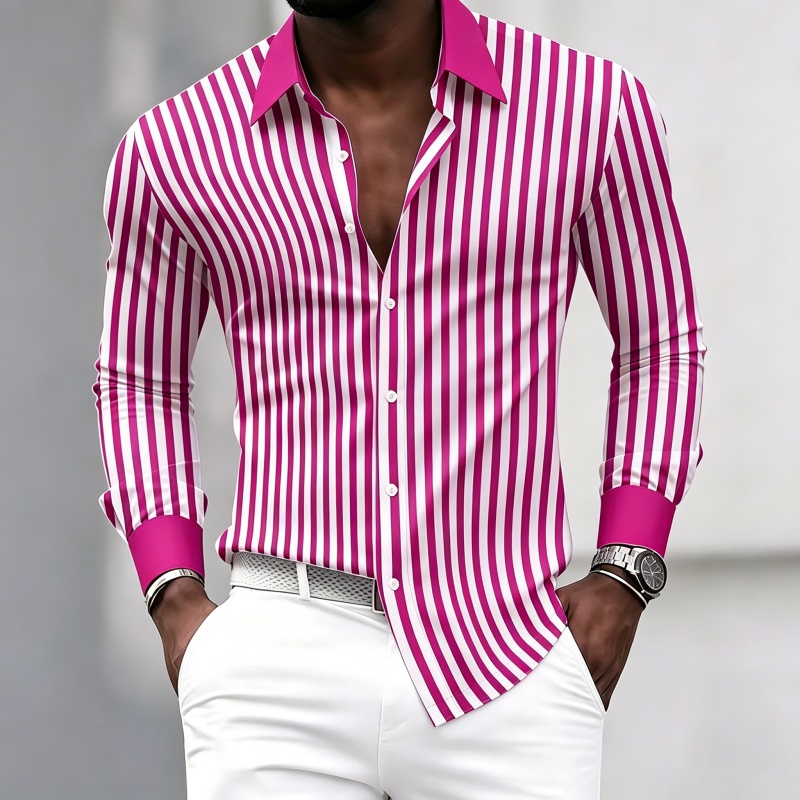 남성용 긴팔 칼라 셔츠, 흑백 세로 줄무늬, 대비되는  - Mens Fashion Summer 리뷰 및 가격